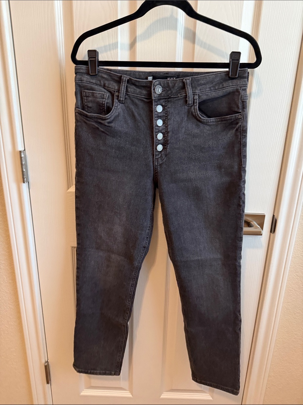 Kut from the Kloth Charcoal Button-Fly Ankle Jeans